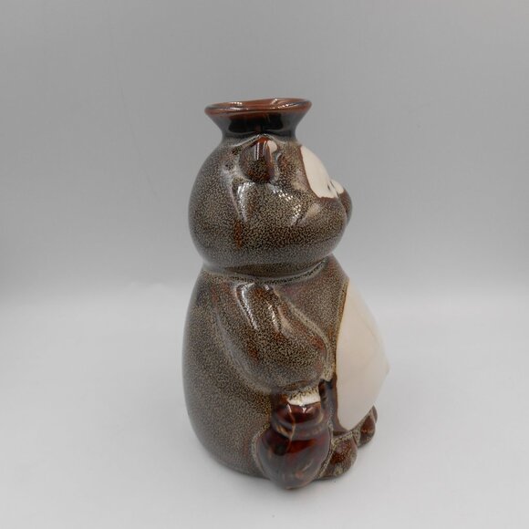 VINTAGE TANUKI SAKE CERAMIC BOTTLE RACCOON DOG ANTHROPOMORPHIC STATUE VASE JAPAN - Picture 3 of 10